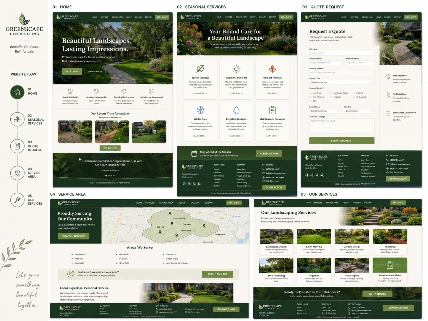 Basic landscaping website design for GreenScape.